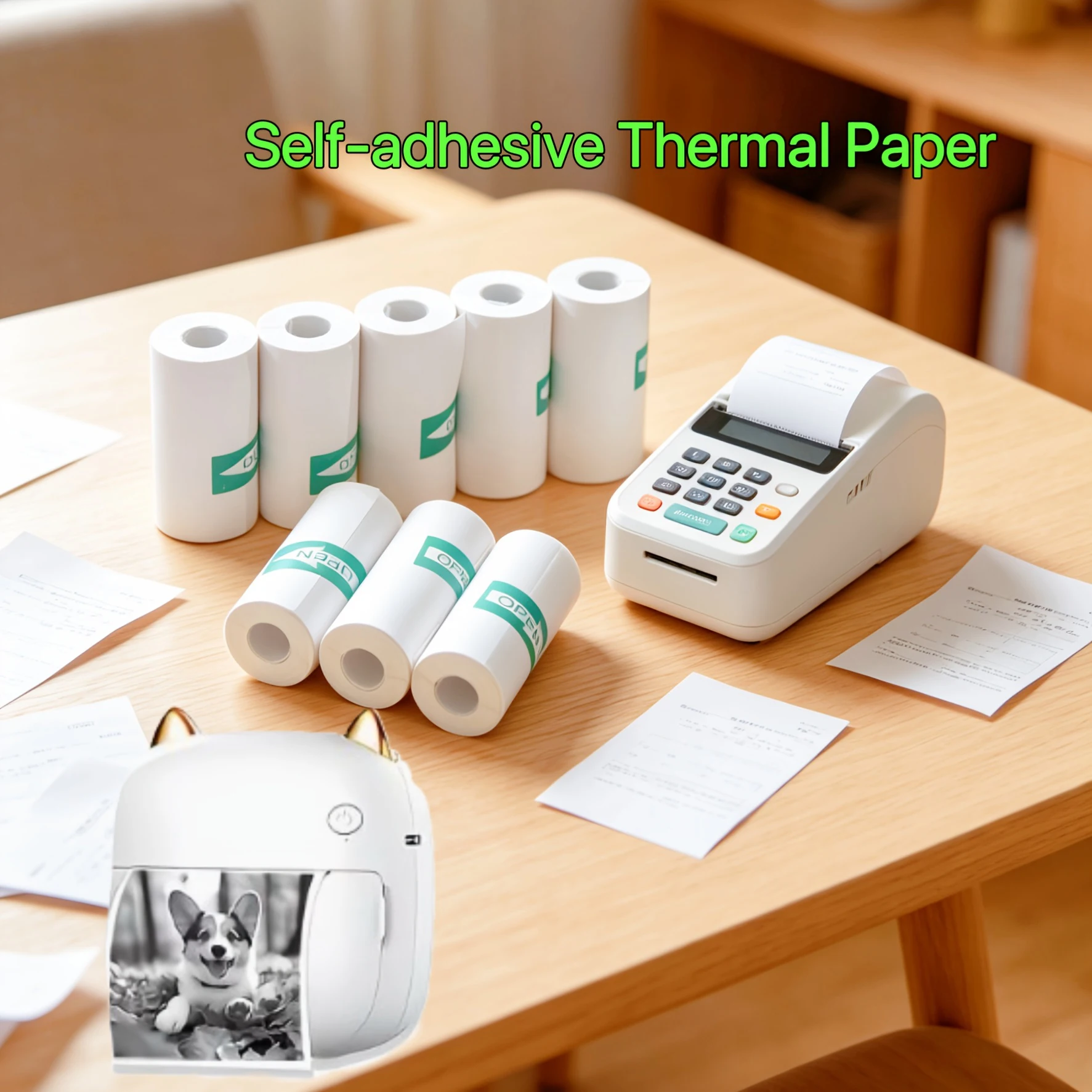 57x25mm Self Adhesive Thermal Paper Sticker Roll Compatible for 57mm Mini Pocket Printer Photo Note Journal Study Tag