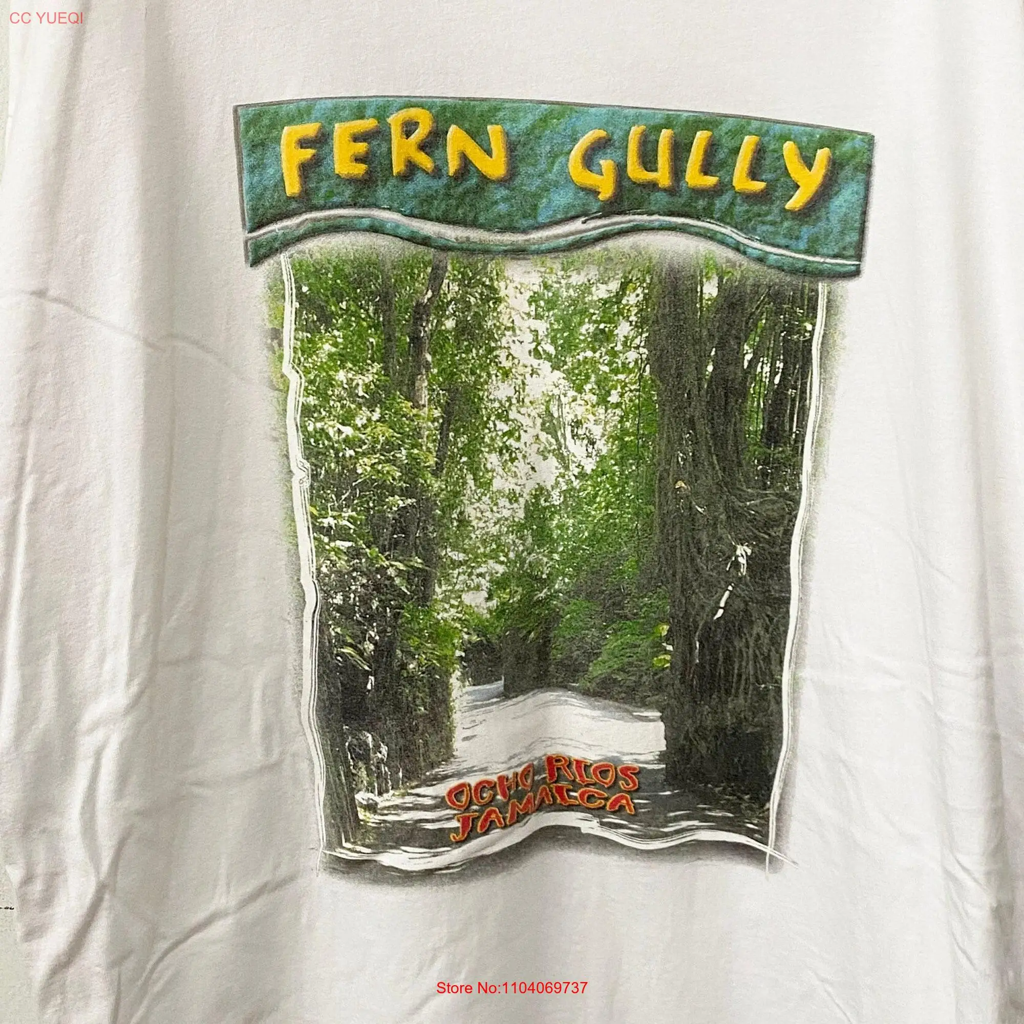 Camiseta Vintage de helecho Gully de los 90, talla XL, manga larga o corta