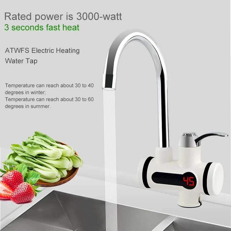 For Water Heater Tap Instant Hot Water Heater Cold Heating Faucet Tankless Instantaneous Water Heater