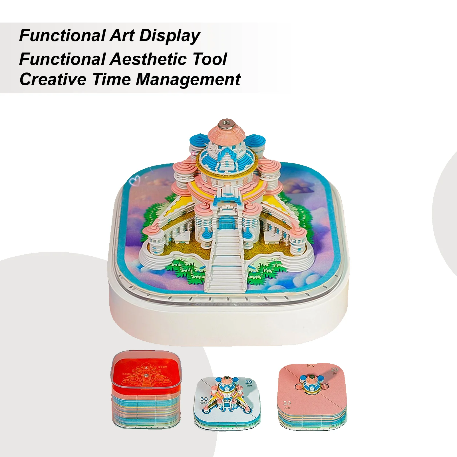 

2026 3D Desk Calendar 3D Fairy Tale Castle Time Sheet Calendar Paper Memo Pad DIY Paper Carving Art Notebook Desktop Decoration