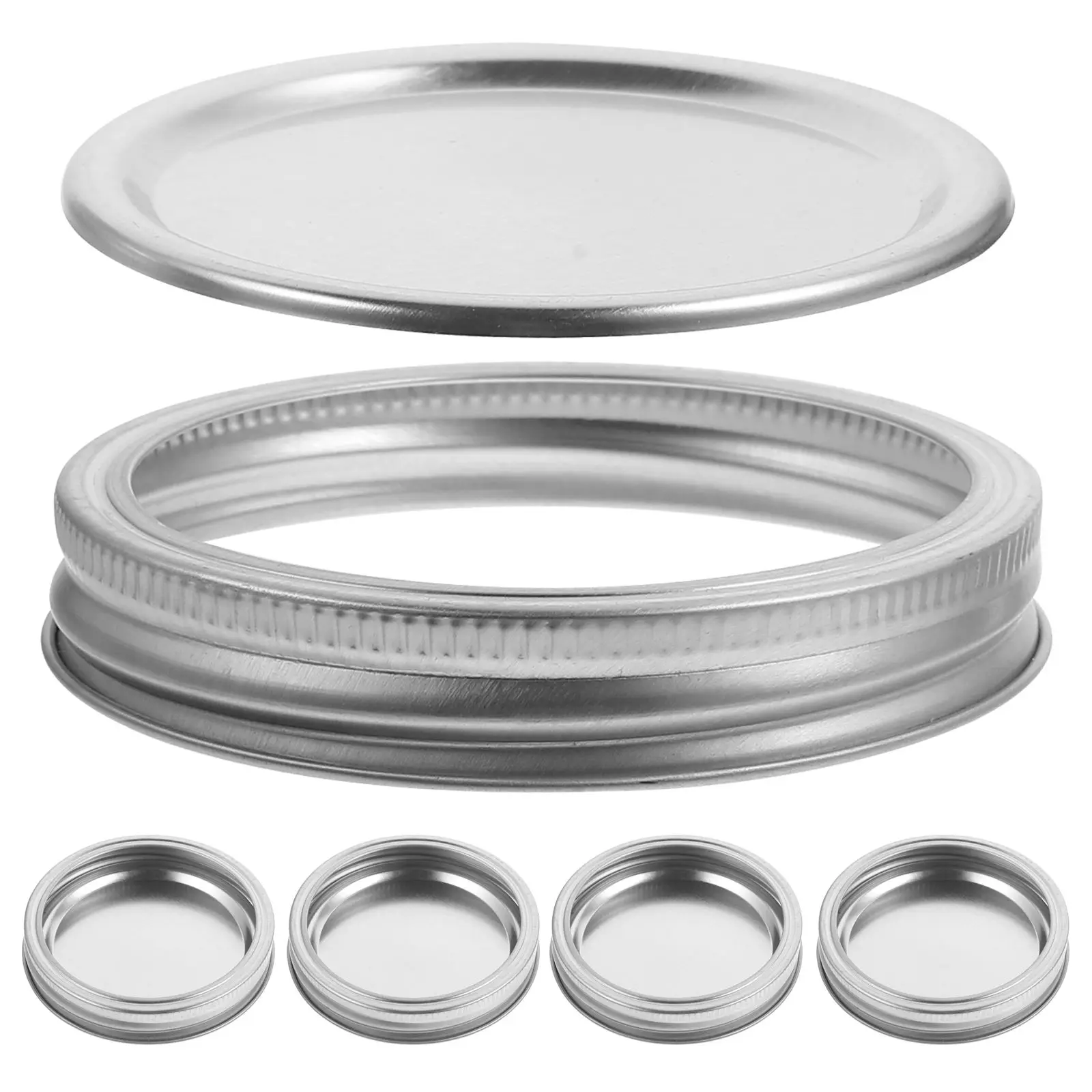 

5 Sets Jar Lids Can Metal Storage Caps for Canning Jars Wide Mouth Tinplate and Rings