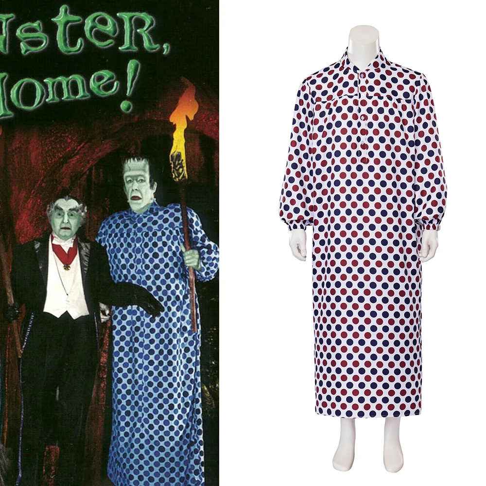 

Movie Munster Go Home Herman Munster Cosplay Costume Men's Pajamas Halloween Carnival Long Dress Outfit