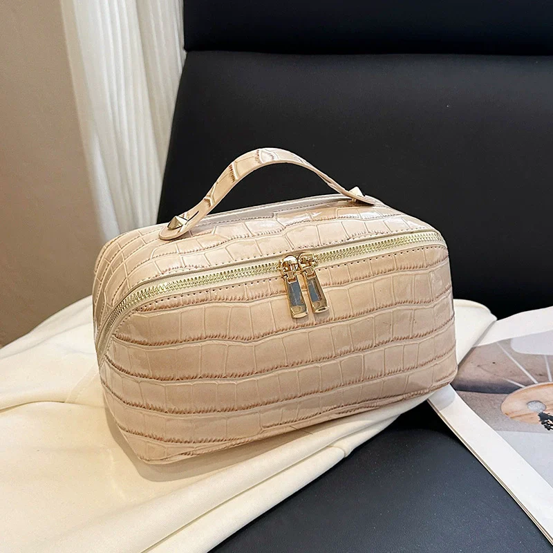 التمساح نمط مستحضرات التجميل حقيبة التخزين للنساء المحمولة وسادة حقيبة سعة كبيرة المنظم السفر أدوات الزينة غسل ماكياج الحالات #1