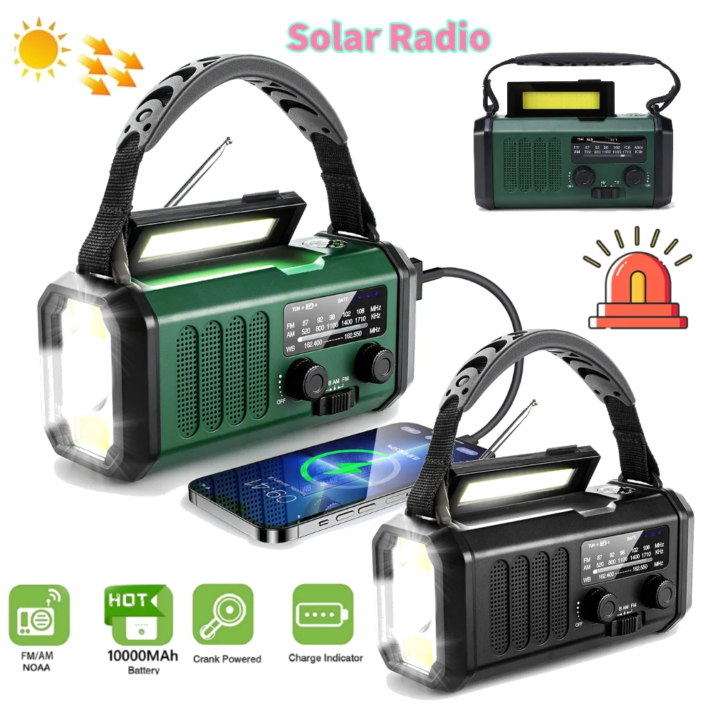 

10000 мАч Woopker радио солнечный ручной генератор AM/FM/NOAA светодиодный портативный аварийный радиоприемник SOS сигнализация Power Bank для улицы