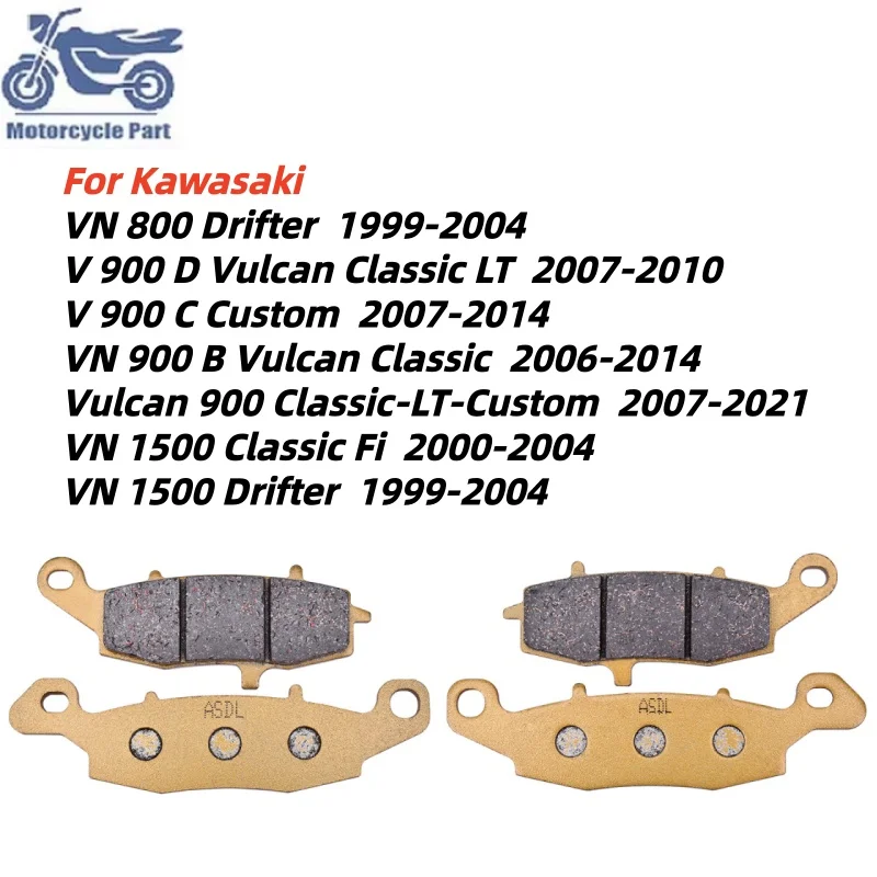 Motorcycle Front Rear Brake Pads Set For Kawasaki VN 800 1500 VN800 VN1500 Drifter V VN 900 VN900 V900 D Vulcan 900 1999-2021