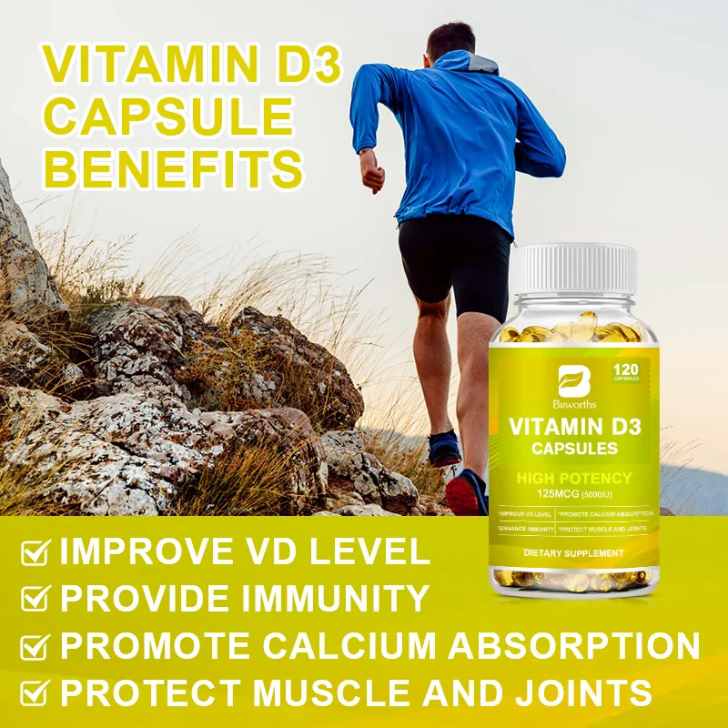 Beworths Vitamin D3 Capsules Helps Bones, Teeth, Heart and Nerves, Immune System Function Supplement For Women & Men