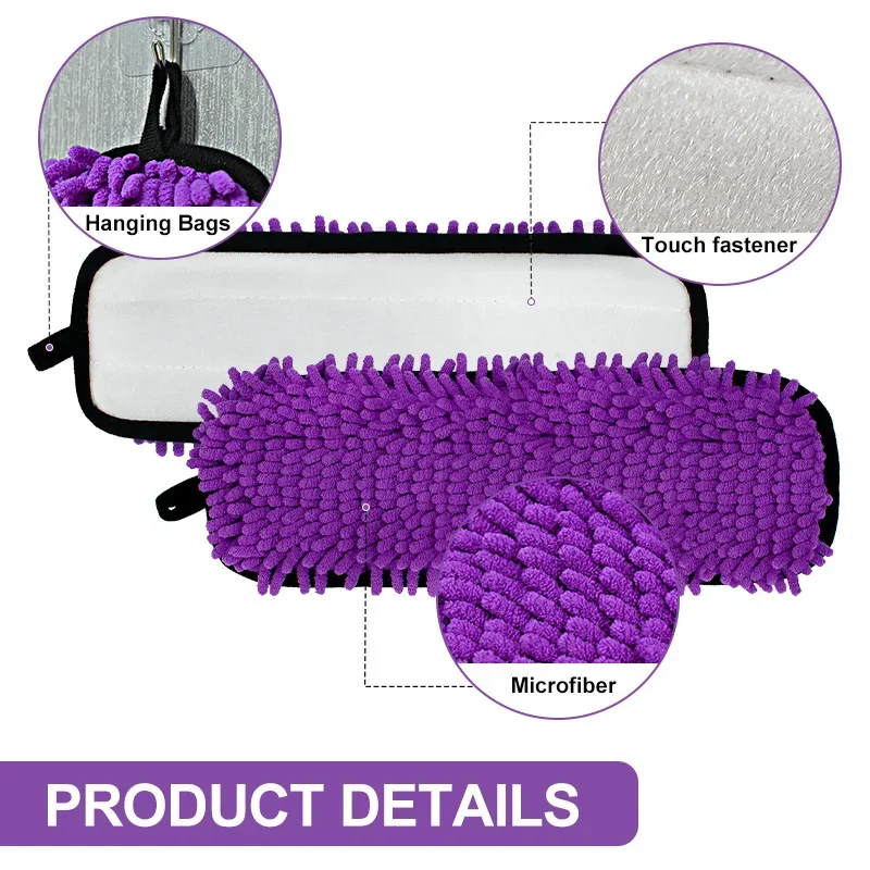 Almofadas de substituição de microfibra lavável, almofadas reutilizáveis para Swiffer PowerMop, usado para pisos multi madeira, roxo, 2pcs