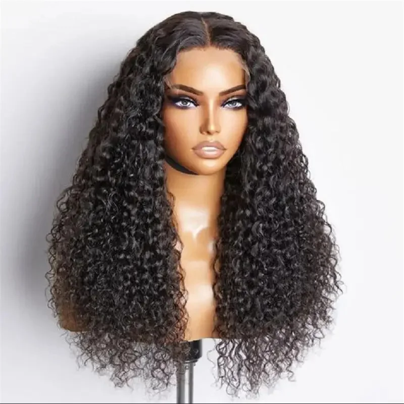 

180 Density Preplucked Long 26 inch Soft Black Yaki Kinky Curly Hair Wig For Women Natural Hairline Wig With Afro Baby Hair