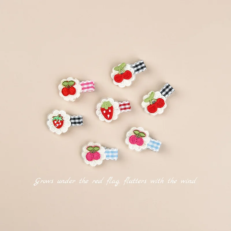 

Sweet Kids Embroidered Fruit Strawberry Plaid Hair Clips Girls Baby Hair Barrettes Cute Hair Accessories