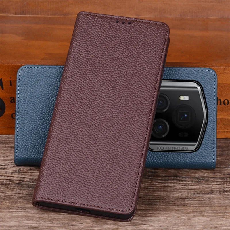 Luxury Genuine Leather Flip Phone Case For For Magic 6 Rsr Ultimate Leather Half Pack Phone Cover Magic6 Pro Cases Shockproof