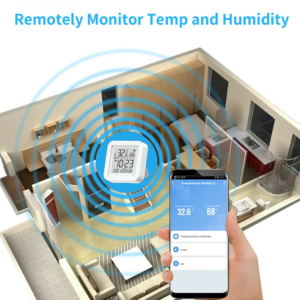 Tuya WIFI Temperature & Humidity Sensor for Smart Home var SmartLife Thermometer With Display Support Alexa Google Home