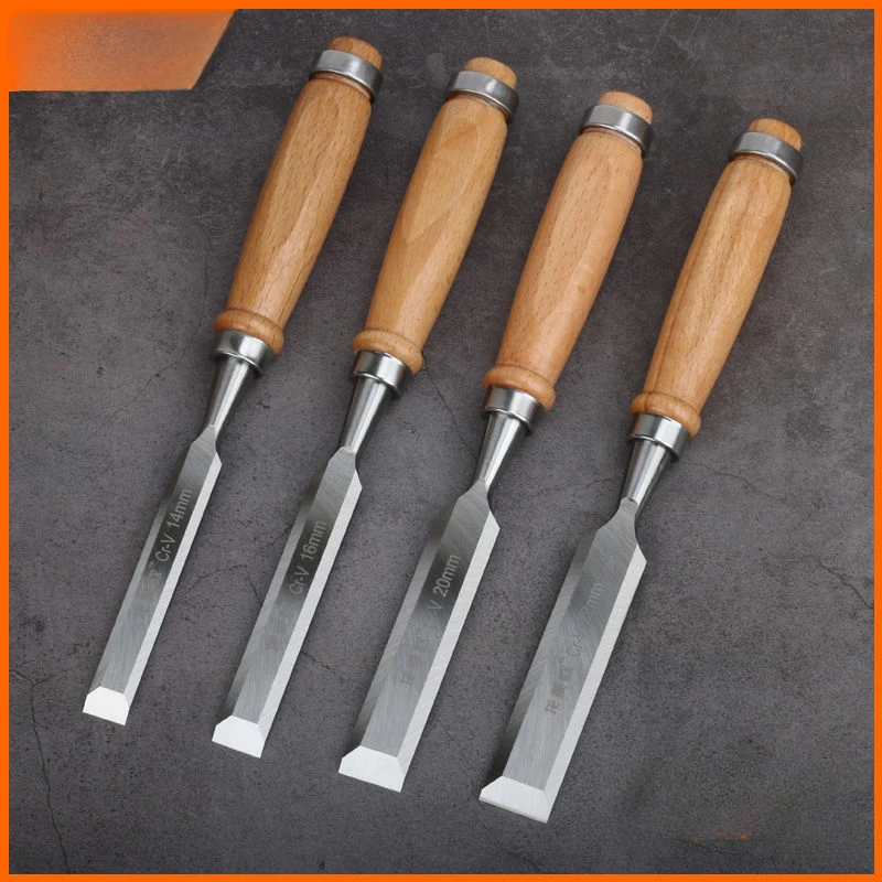 New Wood Chisels Set Sharp Chrome-Vanadium Steel Wood Carving Chisels with Beech Handles Ergonomic Wood Carving Tools