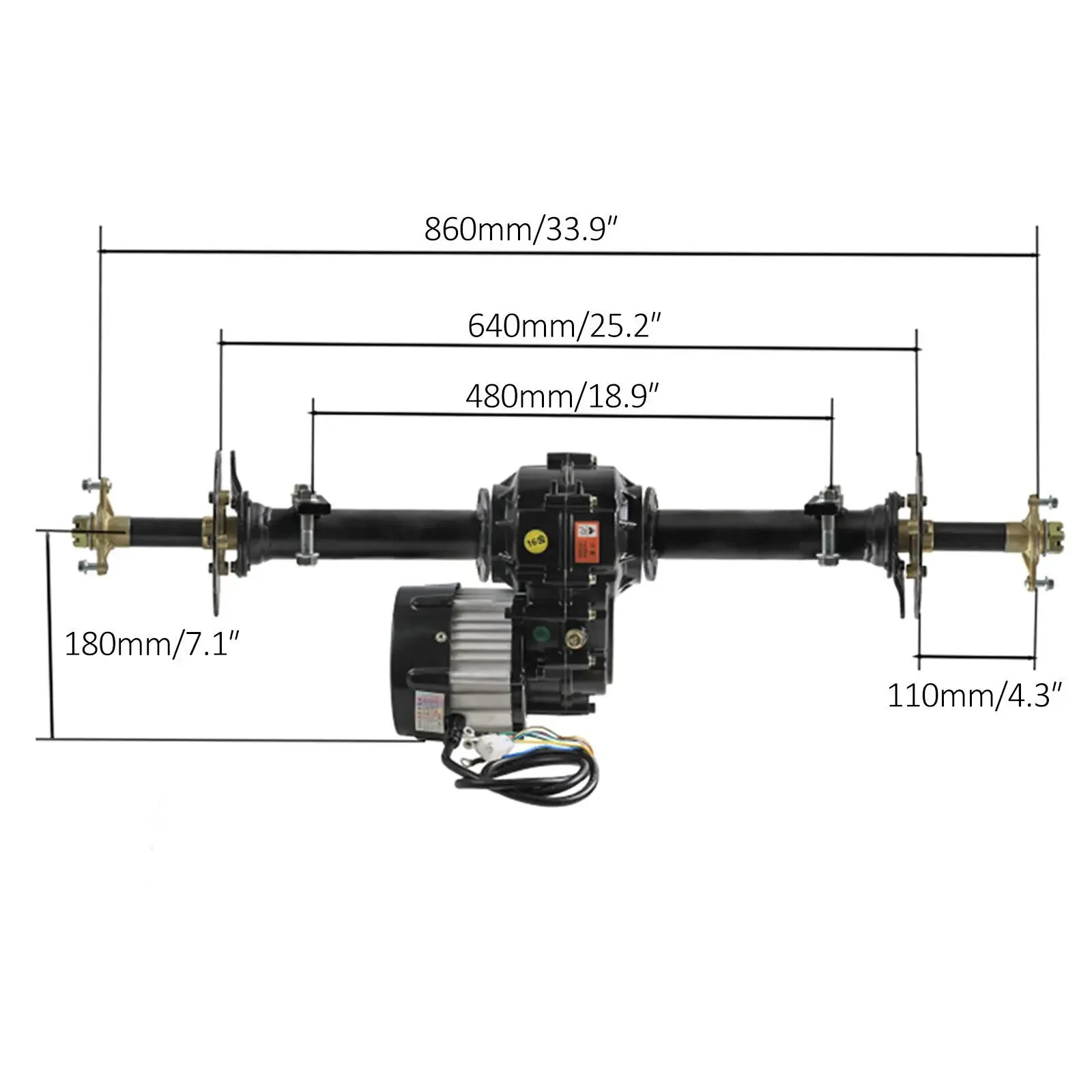 TDPRO 1000W 48V Brushless Electric Differential Motor 3400rpm 860mm Rear Axle Kits for Golf Cart Trike Drift ATV Quad Scooter