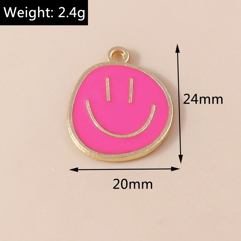 Leslie 10pcs  Irregular Round Smile Face Charms Smile Pendant for Bracelets Necklaces DIY Jewelry Making