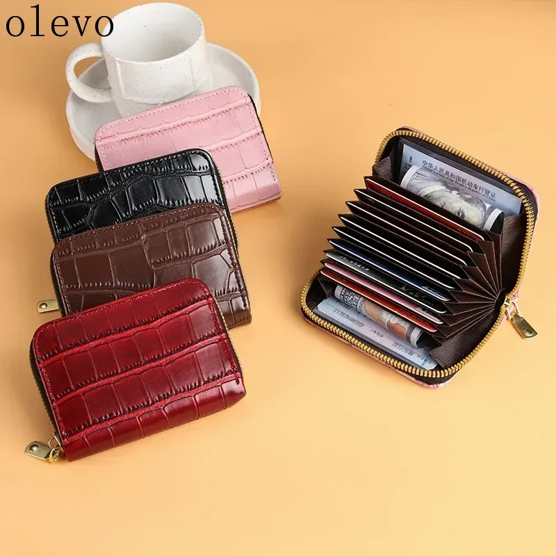 Elegant Vintage Women's Mini Card Holder - Crocodile Print Multi-slot Multi-function