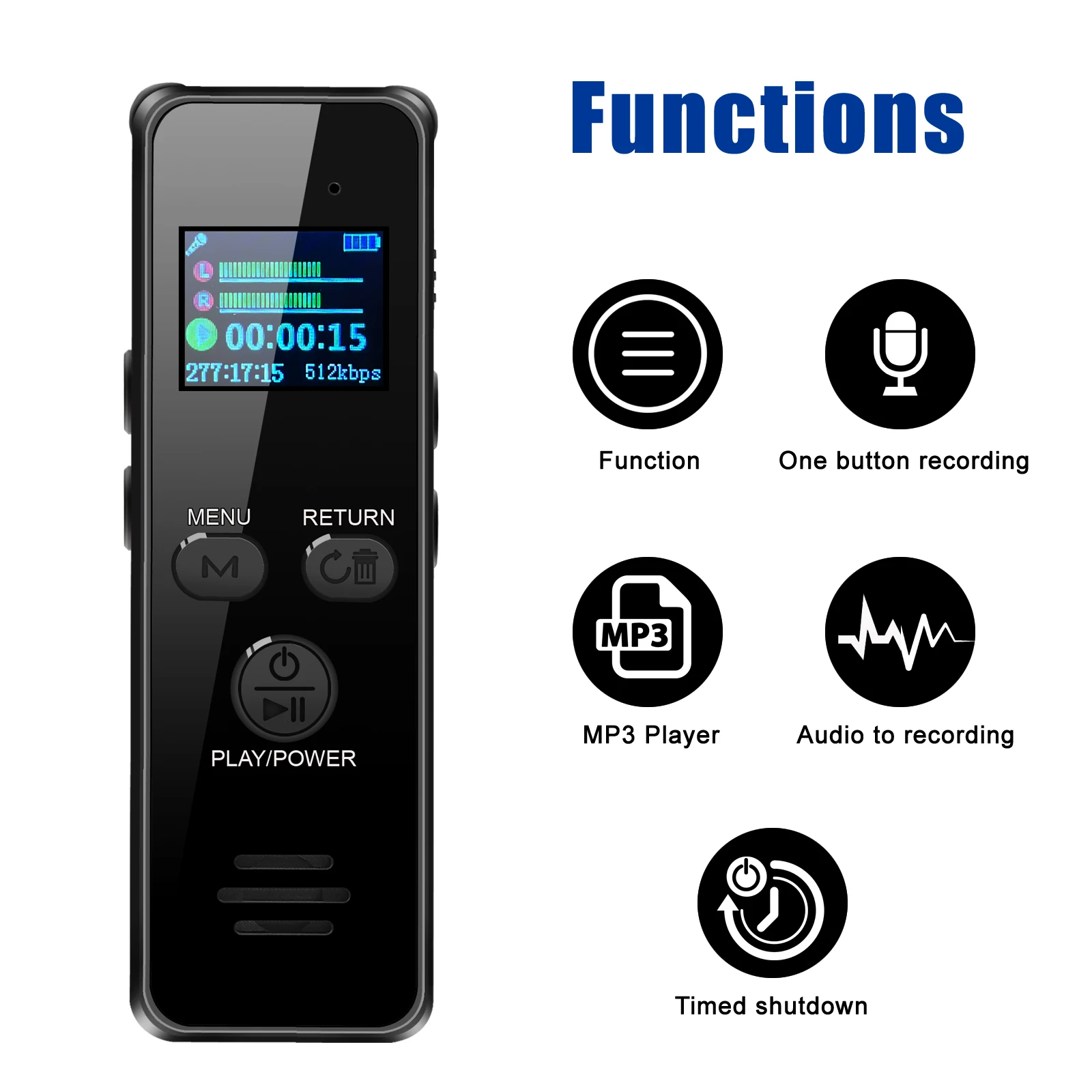 

Yaergor V59 128GB Digital Voice Recorder for Meetings Voice Activated Recorder Device Dictaphone with MP3 Player Noise Reduction