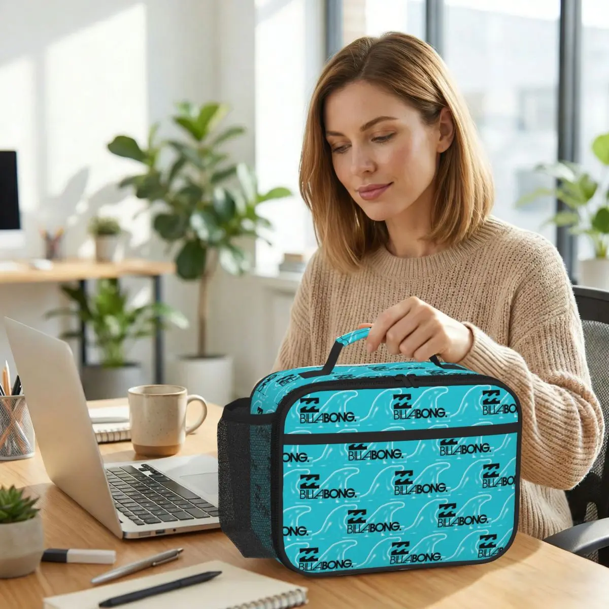 Bolsa Térmica Fashion Billabongs Anime para Crianças, Lancheira Escolar, Caixa Térmica Portátil para Alimentos