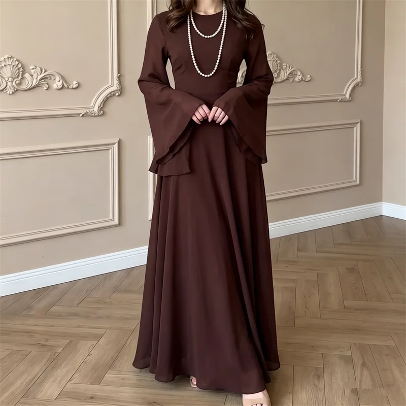 

Eid Ramadan Dubai Abaya Turkey Kaftan Women Muslim Party Dress Ruffle Jalabiya Caftan Robe Femme Musulmane Longue Vestidos Largo