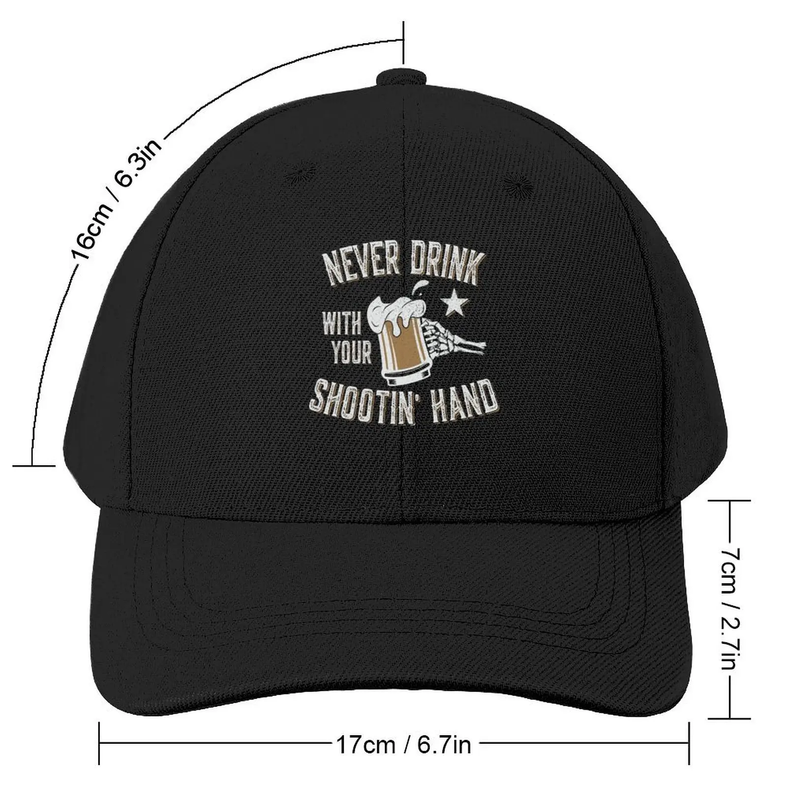 Never Drink with Your Shooting Hand Vintage Skeleton Funny Drinking Baseball Cap hard hat Hat Beach Mountaineering Boy Women's