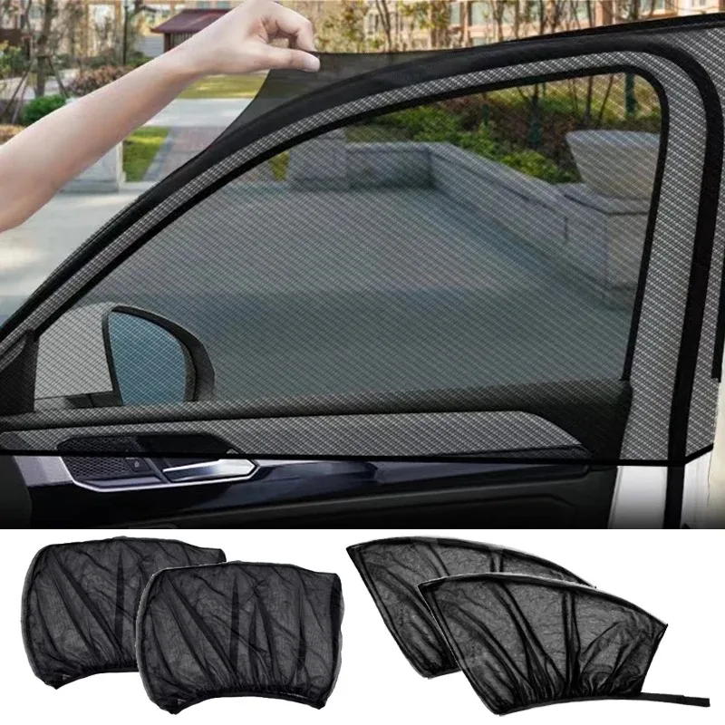 2PCS Car Sunshade Net Sedan/SUV Car Anti UV Anti Mosquito Curtains Side Window Sunshade Accessories Windshield Sun Protector