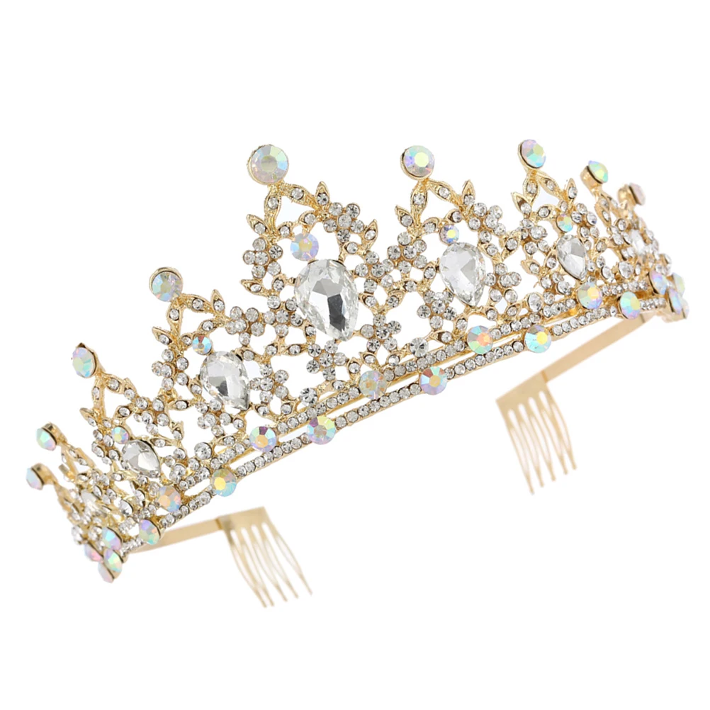 

Elegant Bride Crown Hair Accessory Golden Wedding Headdress Fashion Headwear Bridal Accessories Prom Party Unique Design