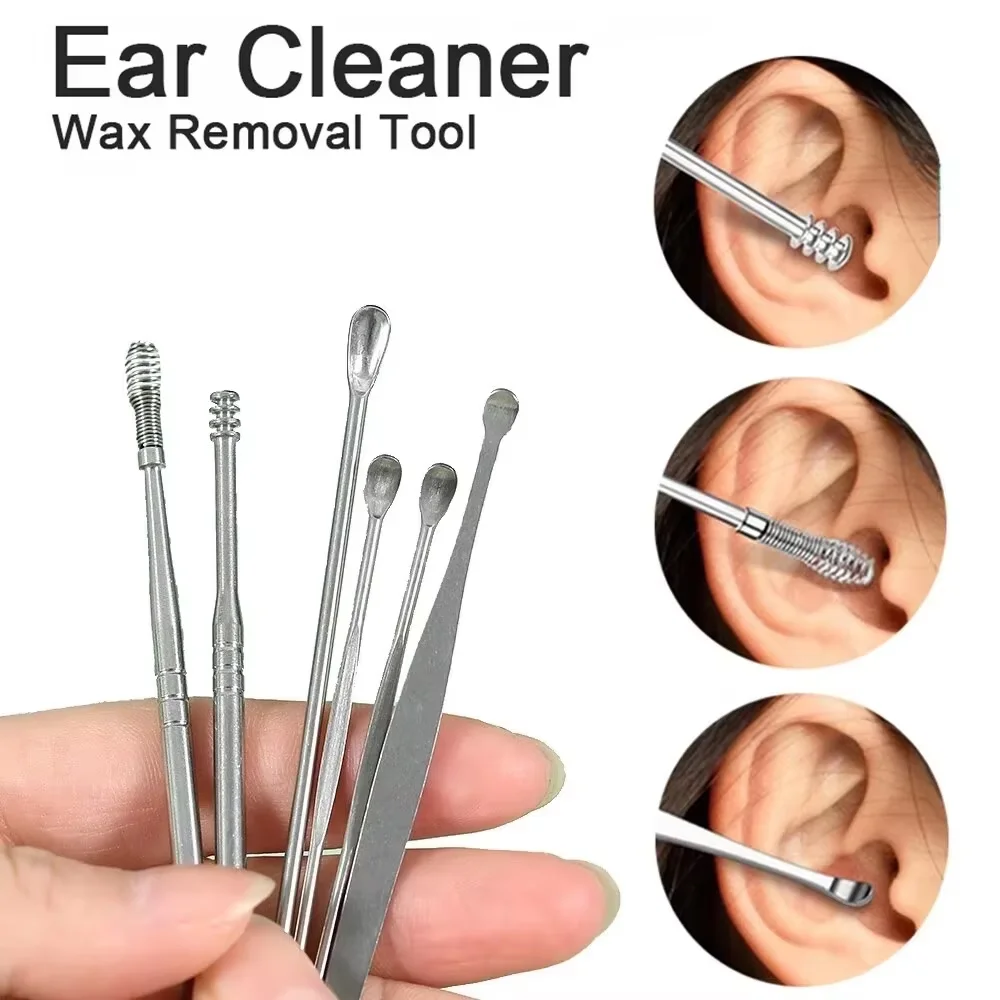 Stainless Steel Earpick Ears Cleaner Spoon Ear Pick Ear Wax Removal Tool Kit Ears Spoon Care for Baby Adults 6PCS Ear Care Set - view 4