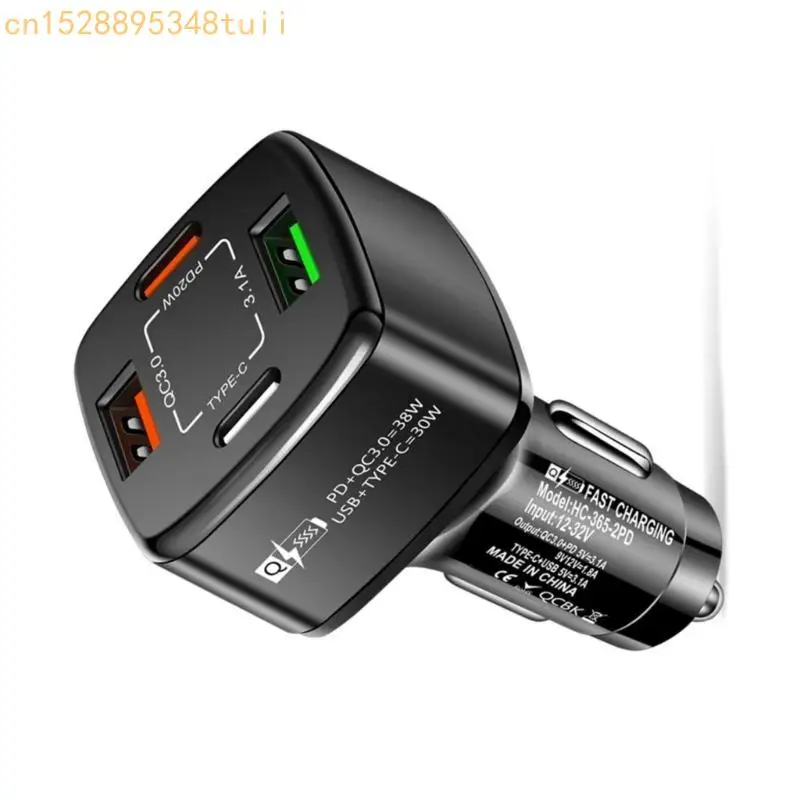 Y4QF USB C ładowarka samochodowa z USB3.1A QC3.0 Type C do szybkiego i bezpiecznego ładowania