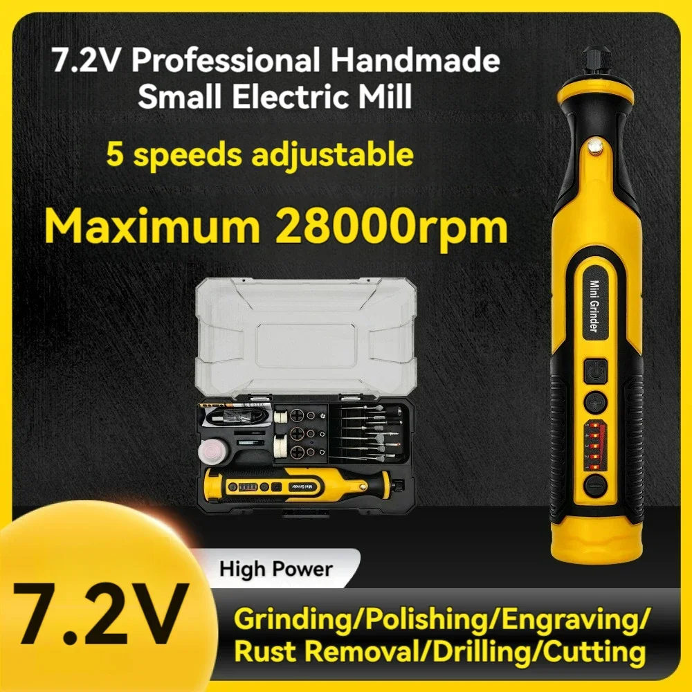 Rechargeable 7.2V Electric Engraver Mini Rotary Tool Kit Portable Cordless Drill Grinder Engraving Pen Drilling Griding Machine