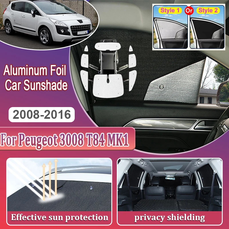 Full Coverage Sunshades For Peugeot 3008 T84 MK1 Accessories 2008~2012 2013 2015 2014 Windshield Side Window Shaby Visor Anti-UV