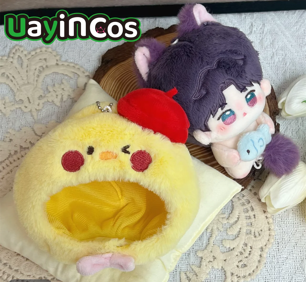 

10 см В наличии: Плюшевая игрушка-капюшон Love and Deepspace Сайлус Калеб Рафаэль, головной убор, фиксирующая шапка, одежда для кукол, аниме-игрушка