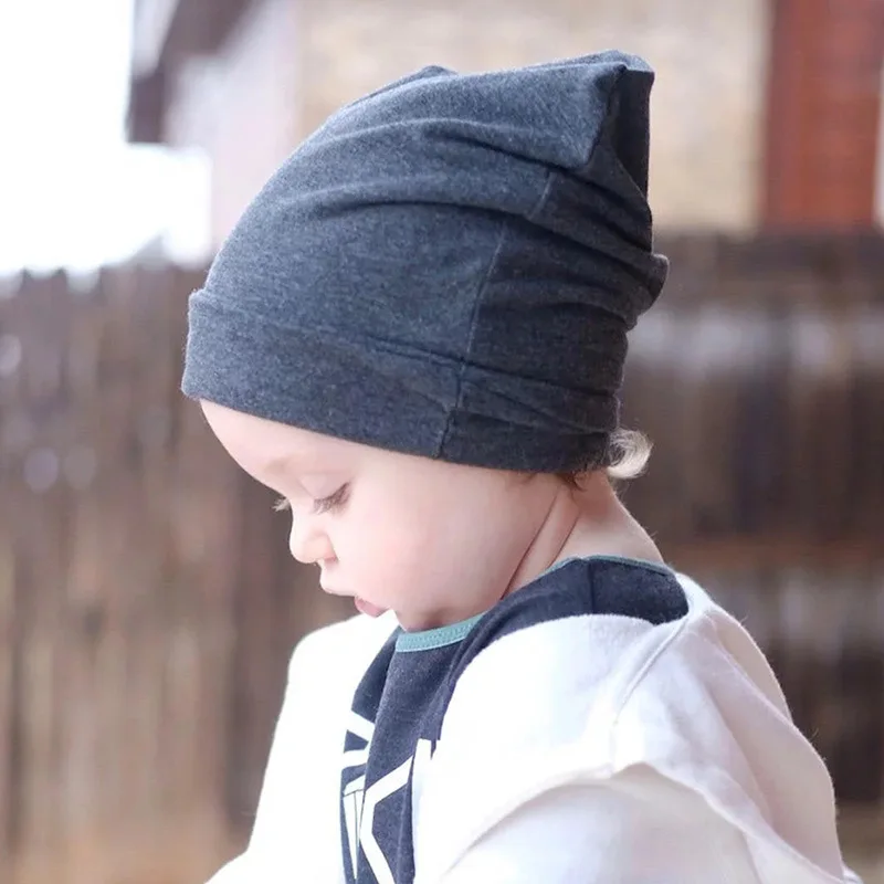 Cotton Baby Hat Street Dance Hip Hop Cap Spring Autumn Toddler Hat for Boys Girls Knit Beanie Hat Solid Color Kids Hat