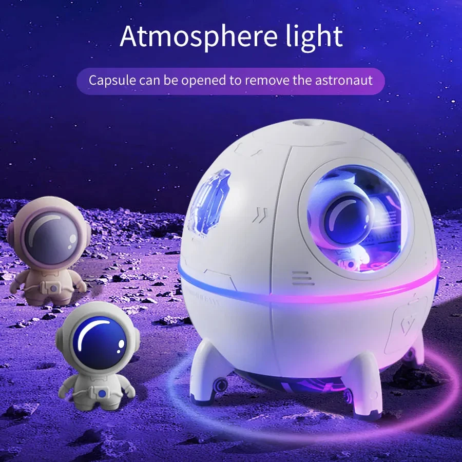 LED Night Light USB Rechargeable Lamp 7 Colors Changeable Mood Light Bedroom Decoration Gift Astronauta Space Capsule Humidifier