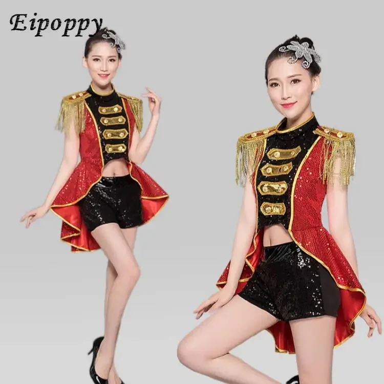 Jazz Costumes Women's Suit Adult Dancing Drum-Playing Costume Women's Team Inspiring Costumes