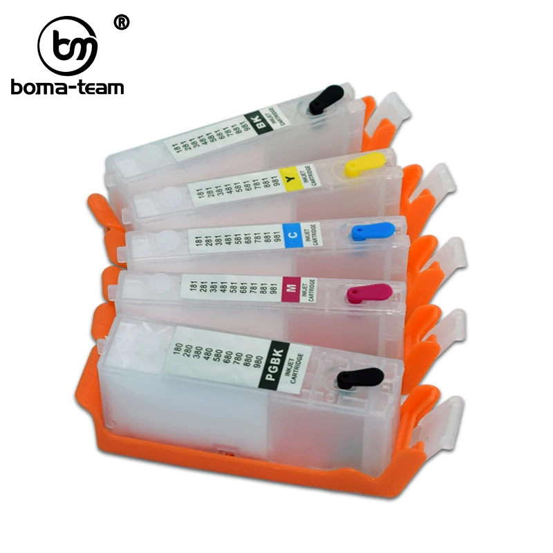 5 Colors PGI 580 581 Refill Ink With Ink Cartridge For Canon PIXMATS705/TR7550/TR8550/TS6150/TS6151/TS6250/6251/TS9550/TS9551C