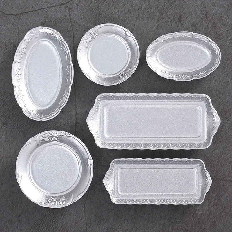 인형의 집 주방 풍경을 위한 10개의 타원형 접시가 포함된 소형 식기 세트