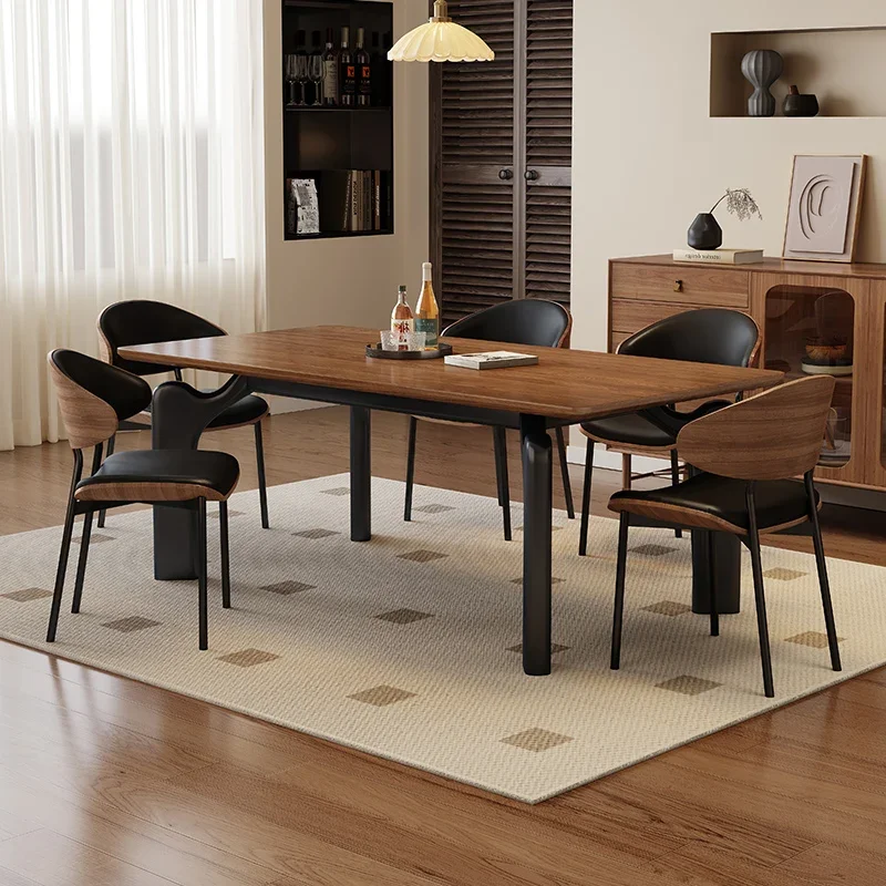 

Solid wood surface antique dining table and chair combination household small apartment living room simple rectangle