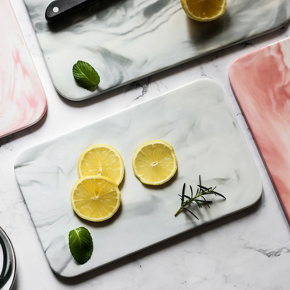 

Marble Pattern Ceramic Tray Premium Non-Toxic Simple Design for Kitchen Tea Room Sushi Cake Bread Cutting Serving Nordic Style