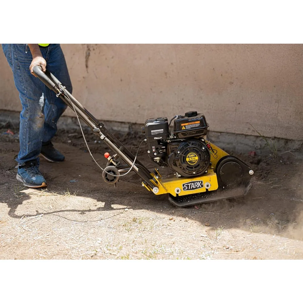 7.0HP 5000VPM 5500MAX Força de compactação de vibração de gás 20 x 14 polegadas Compactador de placa com roda embutida