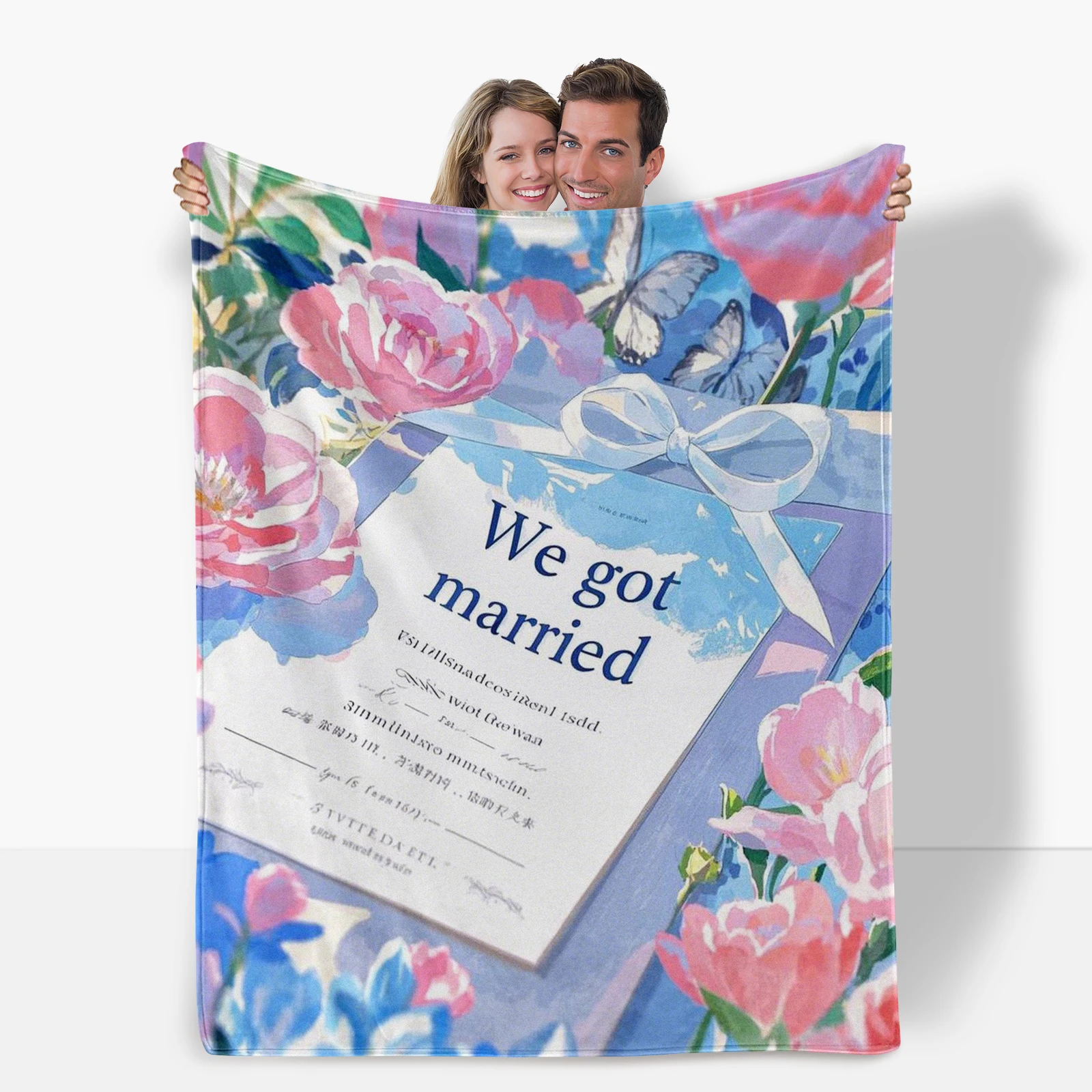 Charming Cartoon Pink Rose Blanket A Popular Gift In Wedding Season That Embodies Love With Its Romantic Phrases