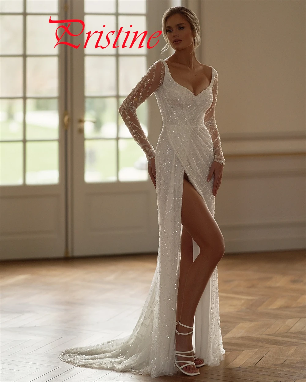 

Customized White Tulle Wedding Dress Exquisite Strapless Long Sleeves Bridal Party High Quality Zipper Back Robe de mariée