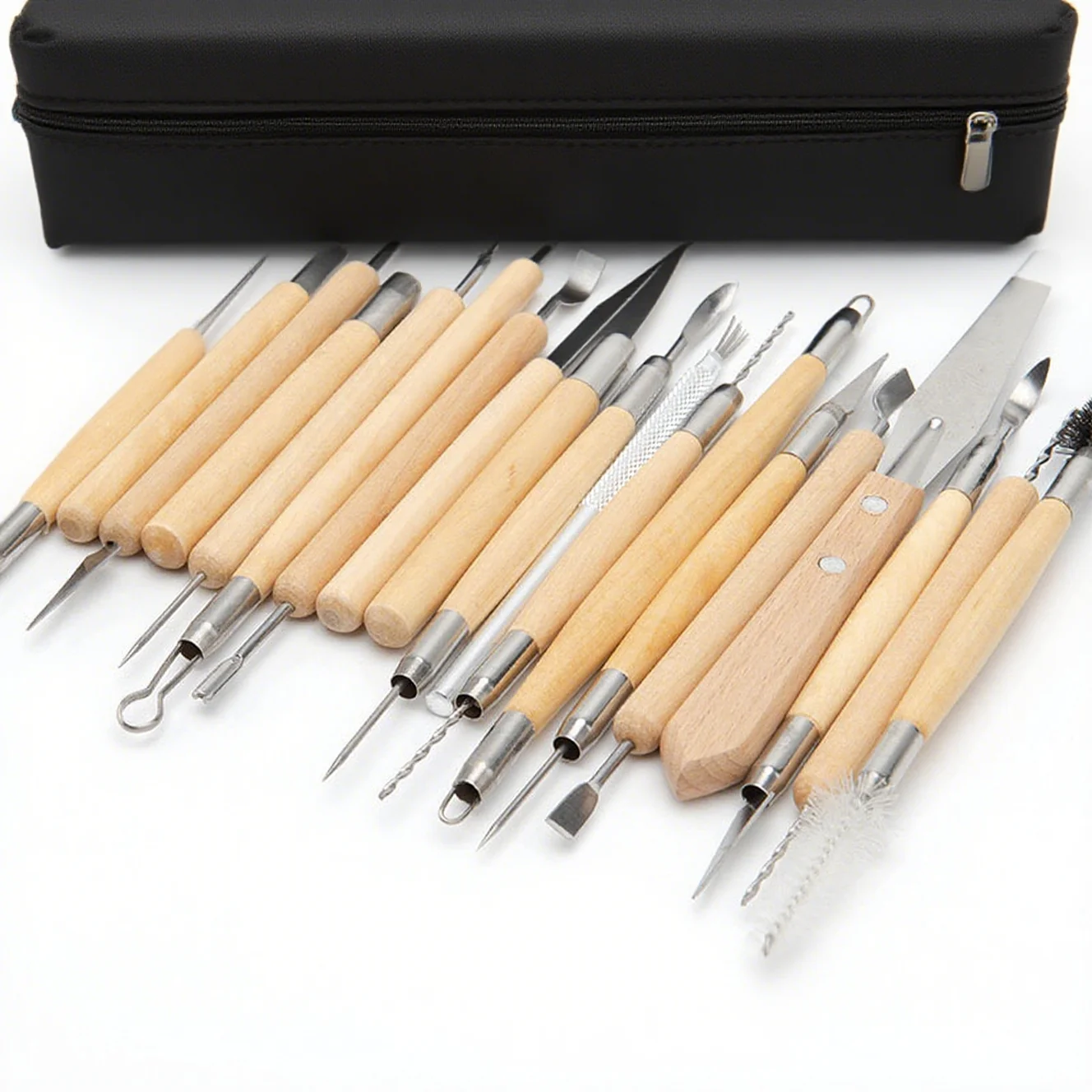 Zestaw drewnianych narzędzi do rzeźbienia w glinie, dwustronne narzędzia do modelowania i rzeźbienia w glinie polimerowej, do samodzielnego tworzenia rękodzieła dla początkujących.
