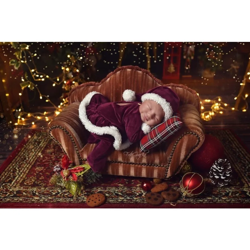 Baby Christmas Photoshoot Outfit - Winter Holiday Themed Photography Costume & Newborn Prop Set.ニューボーンフォト신생아 사진 ropa bebe niña