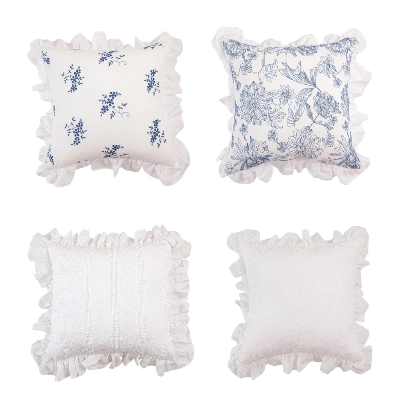 Fashionable Ruffle Pillow Cover Wrinkle Resistant Simple Maintenance HX6C