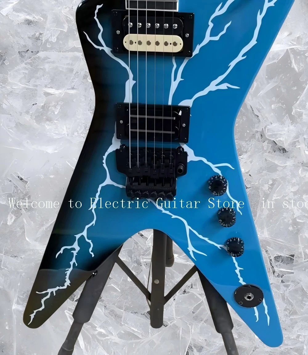 OEM 6 Strings Dimebag Darrel ML Electric Guitar Floydrose vibrato Blue Lightning Veneer #ASP654286