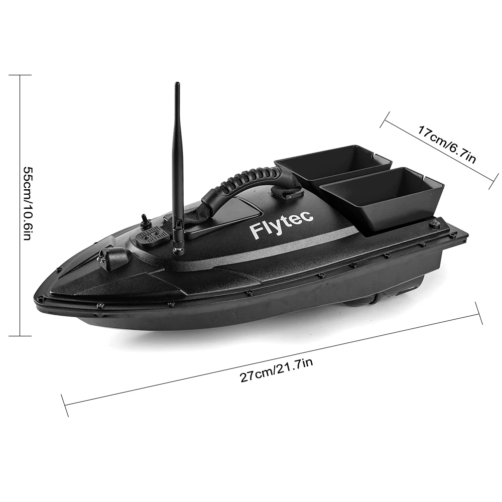 Barca per esche da pesca Flytec Barca per esche telecomandata da 500 m Doppio motore Fish Finder Carico da 1,5 kg con luce a LED per la pesca