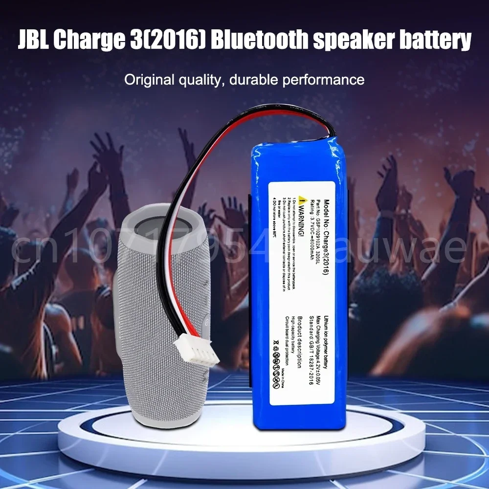 GSP1029102A Rechargeable Lithium Battery 3.7V 6000mAh Replacement for JBL Charge 3 2016 Version Charge 3 Speaker Batteries