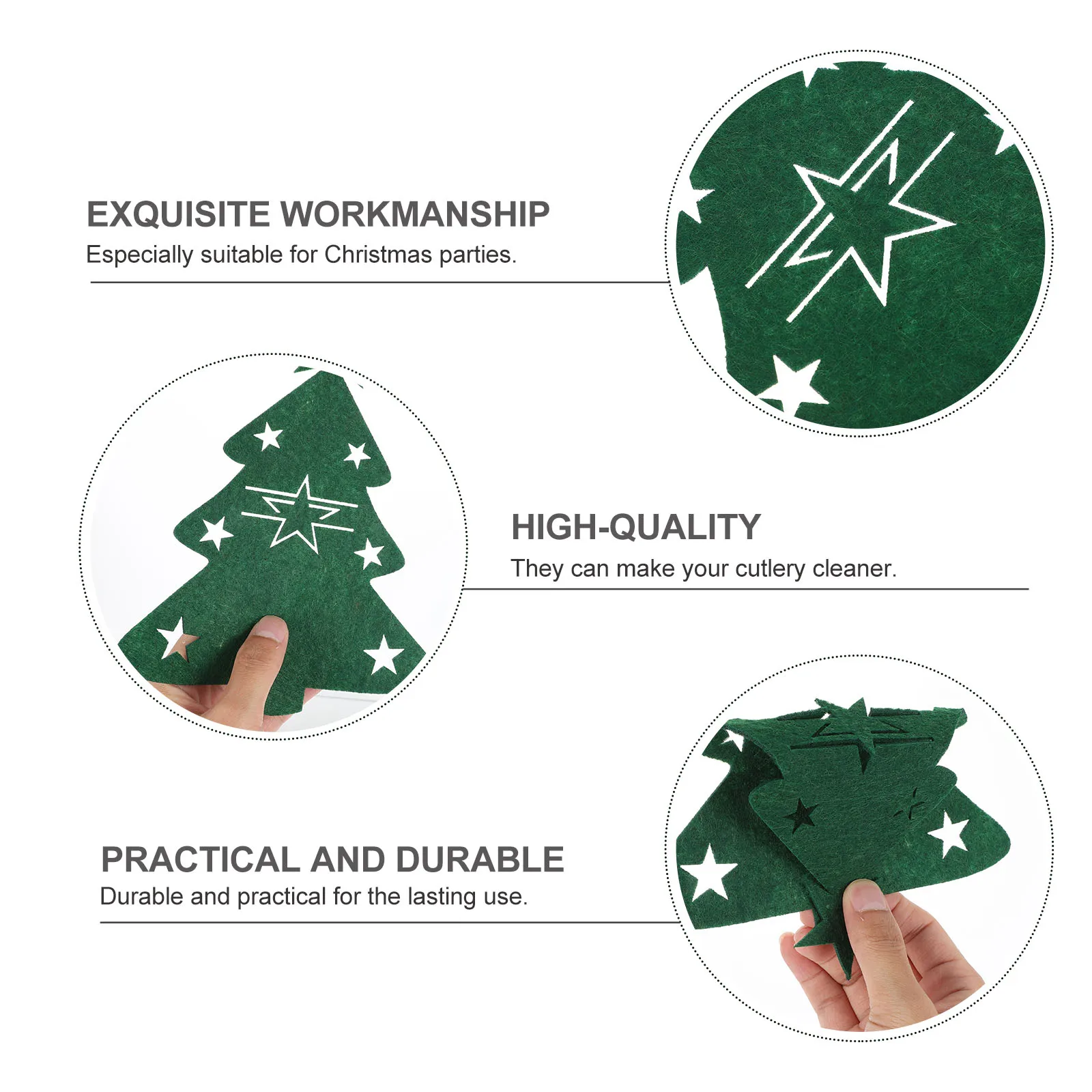 

4pcs Christmas Tree Cutlery Covers High Quality Green Festive Tableware Bags for Home Restaurant Xmas Party Decoration