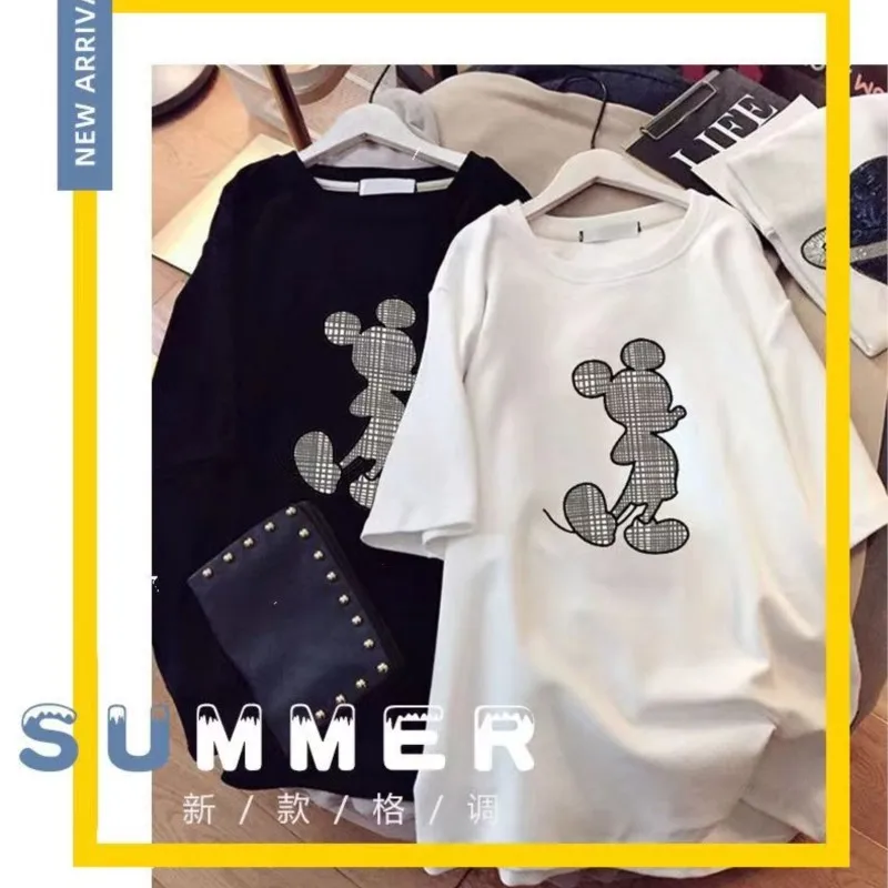 T-Shirt topy damskie nadruk Mickey luźny T-Shirt Kawaii kreskówka letni Top damska koszulka Harajuku Femme Streetwear