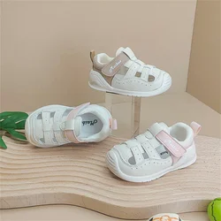 2024 New Summer Baby Shoes Leather Cut-outs Soft Sole Boys Sandals Closed Toe Non-slip Fashion Toddler Girls Sandals EU 15-25