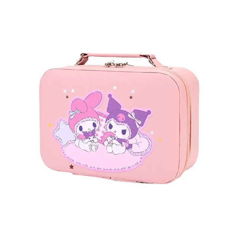 

Sanrio Makeup Bag Portable Large Capacity Hello Kitty Cosmetic Case with Mirror Toiletry Bag for Girl Multifunctional Vanity Box